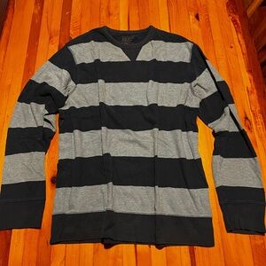TWO Old Navy striped cotton long sleeve shirts Medium. Pre bundled! :)